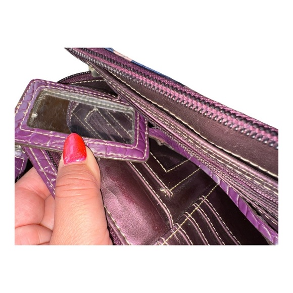 Y2K VTG RARE KATHY VAN ZEELAND CROSSBODY MINI BAG PURPLE/MULTICOLORED FAUX LEATH - Picture 7 of 16